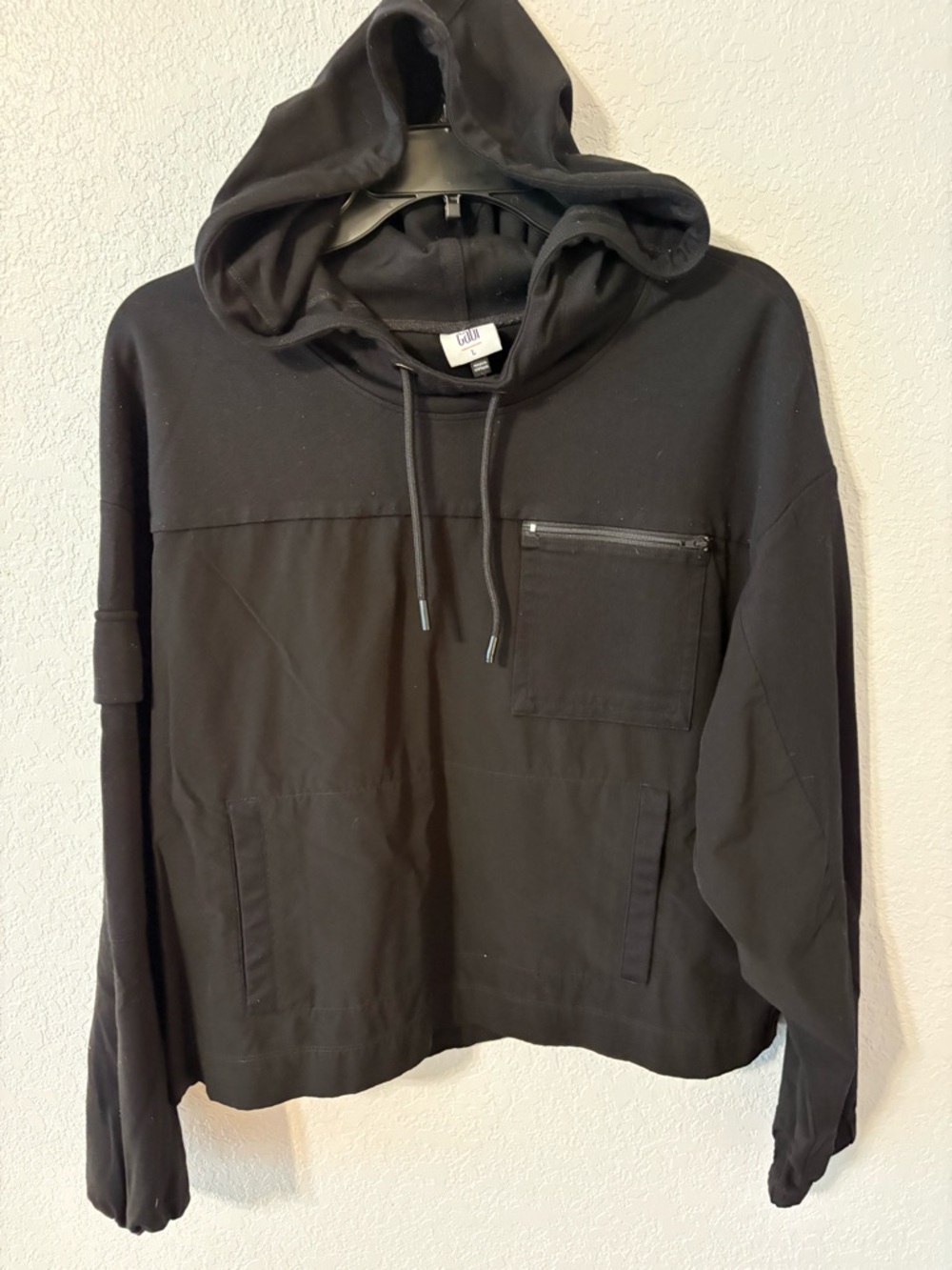CAbi Black Hooded Pullover Sweatshirt